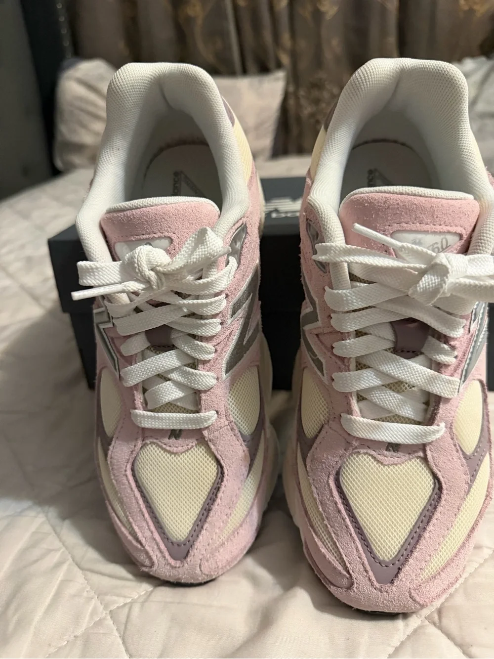 New Balance Women's Pink & Cream 990-Style Running Sneakers